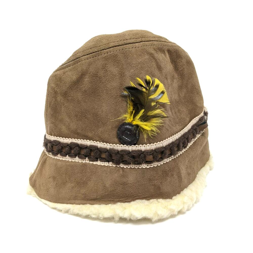 Vintage Deerskin Trading Post‎ Suede Shearling Hat Union Made USA